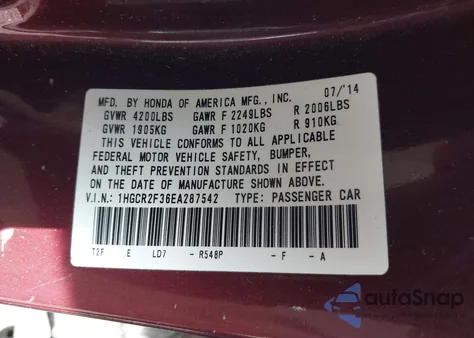 2014 Honda Accord Lx from USA, damaged, VIN 1HGCR2F36EA287542